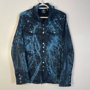 Lip Service Jean Jacket  - Blue Splatters - Size Small (Punk, Rock, Y2K , Goth)